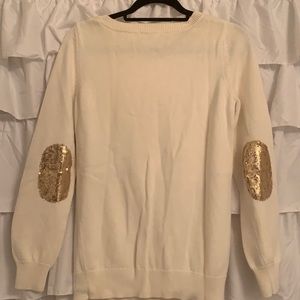 Banana Republic Sweater with Gold Sequin Elbows